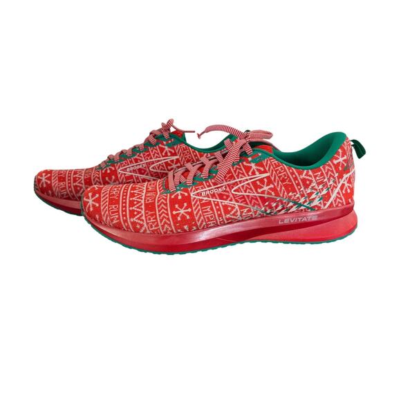 New Men\'s Brooks Levitate 5 Running Shoes Red Green Run Merry Christmas sz 14 main image 4